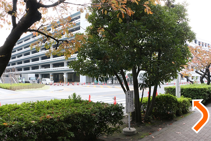 8.次の横断歩道をB棟側に渡ってください。