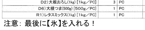 カット野菜氷の同梱