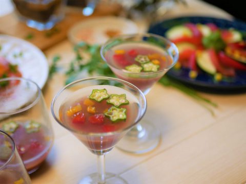 カラフル野菜とナスのプリン仕立て